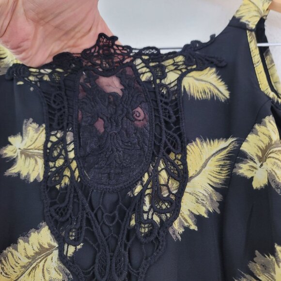 Disney Beauty and the Beast Dress Womens Sz M Black Chiffon Novelty Print Zipper - Picture 4 of 15